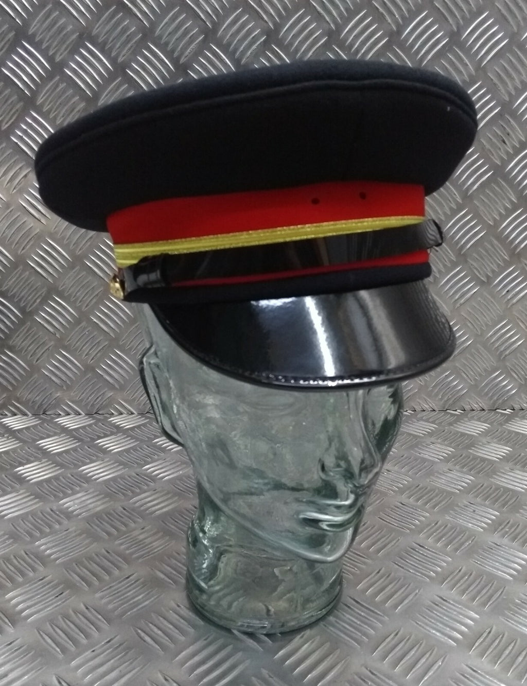 Abu Dhabi Hat UAE Insignia Buttons & Black Chinstrap Officers Hat No Badge 53cm