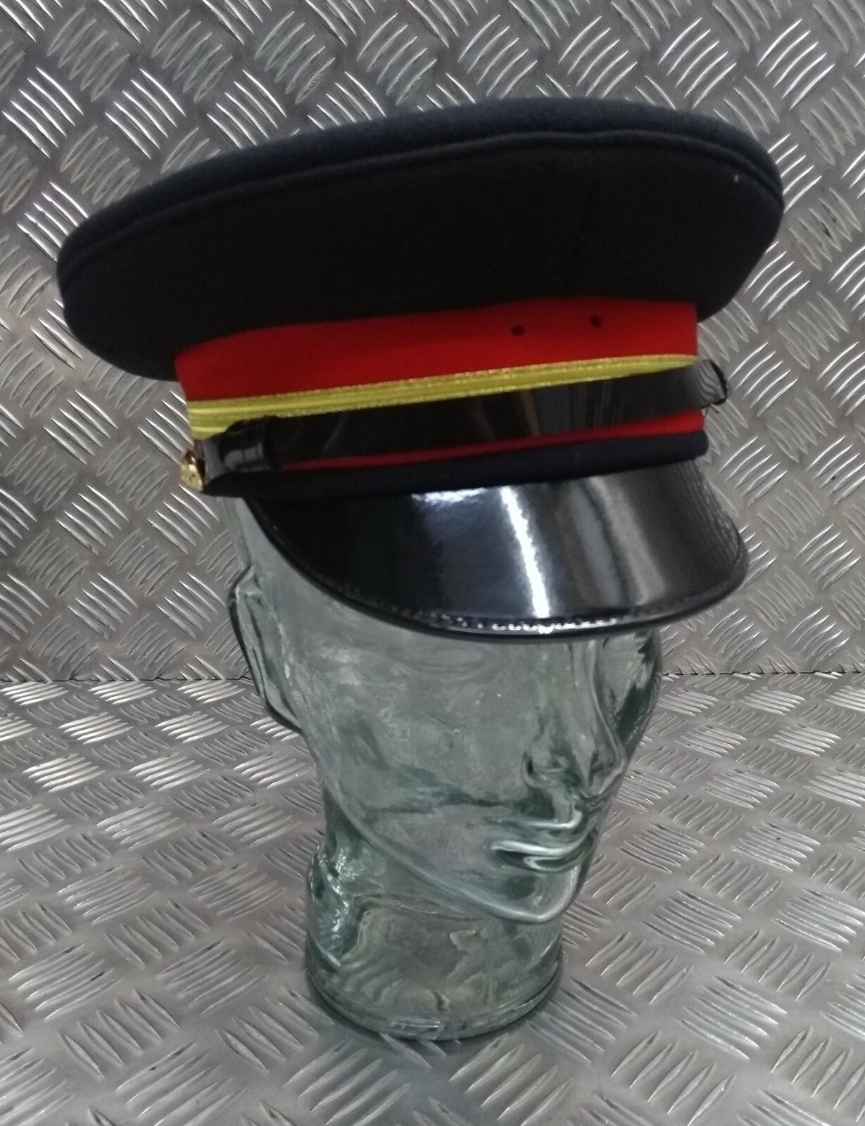 Abu Dhabi Hat UAE Insignia Buttons & Black Chinstrap Officers Hat No Badge 53cm