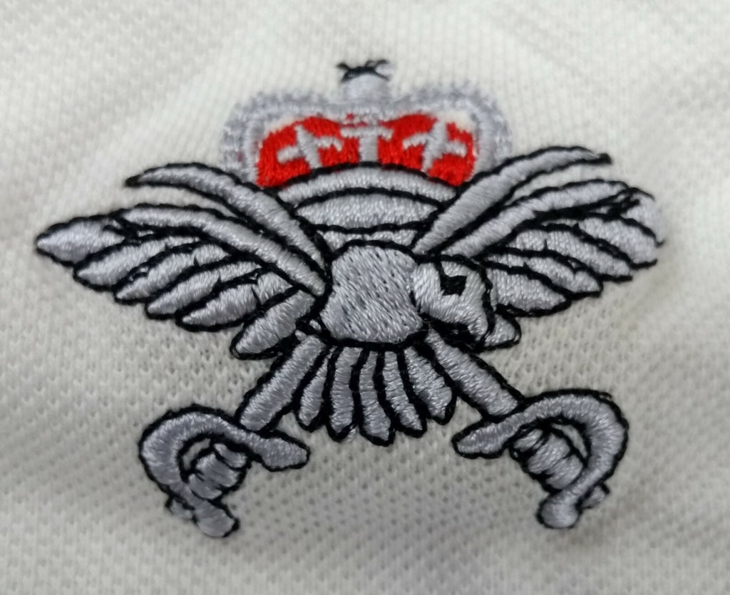 RAF Royal Air Force PTI White Polo T Shirt with Jerzees Physical Training Instructor Logo