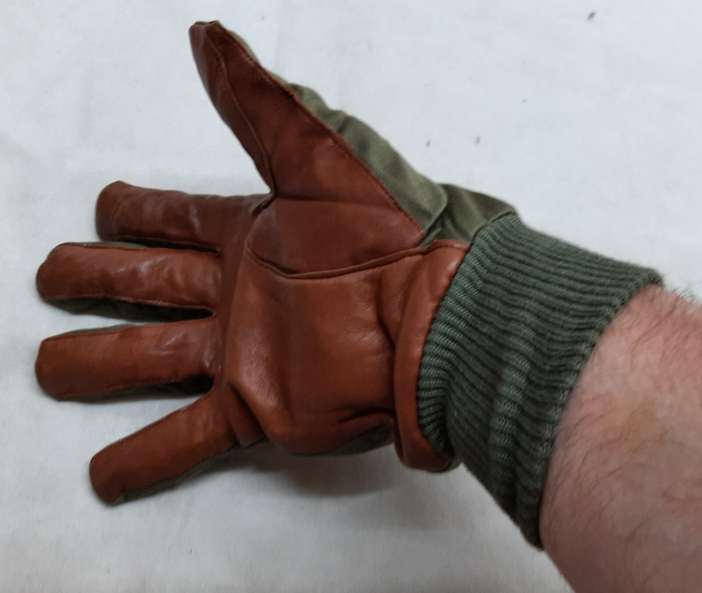 Aircrew Gloves RAF Royal Air Force & British Army 1980s Pattern Leather Palm Cotton Lined USED