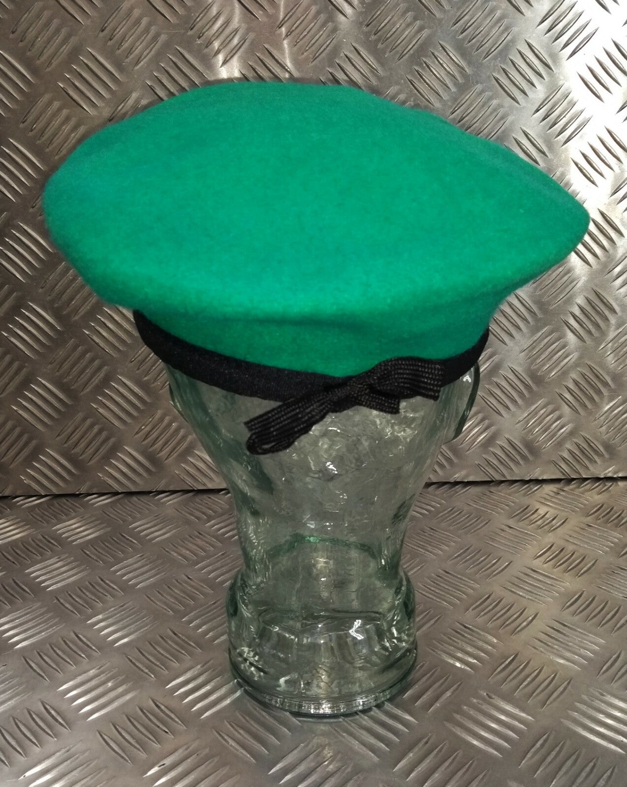British Beret Hobson of London Vintage Green Wool Lined Cap UK Flag