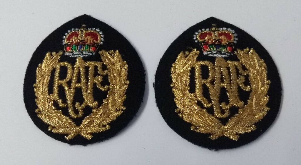 Hat Badge RAF Royal Air Force Braided Cloth Standard Dress Cap Patches X2