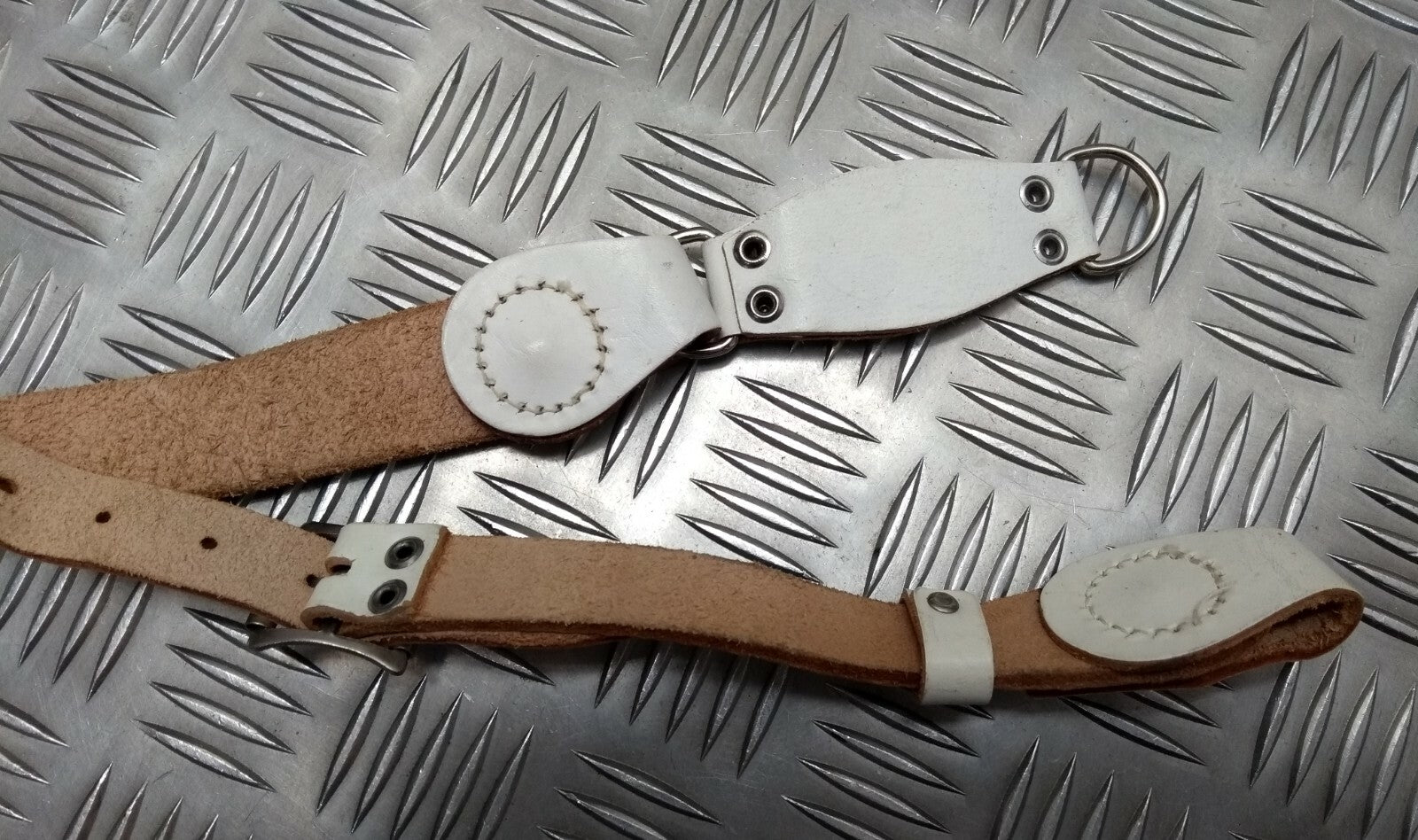 Vintage Sam Browne Strap Shoulder Cross Over White Leather Issue