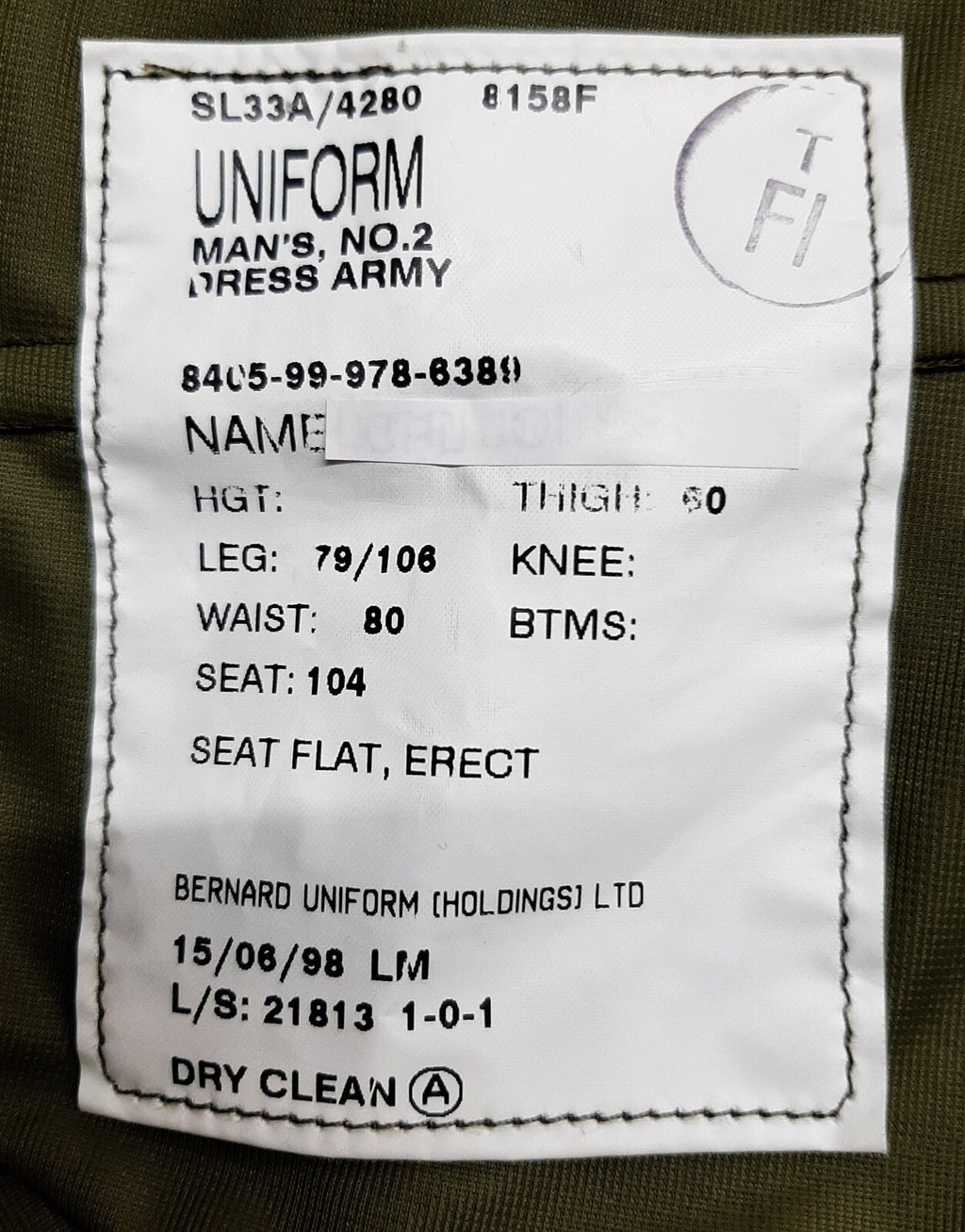 RM Lovat Green No1B/C Other Ranks Dress Trousers Size Waist 80cm Leg 79cm