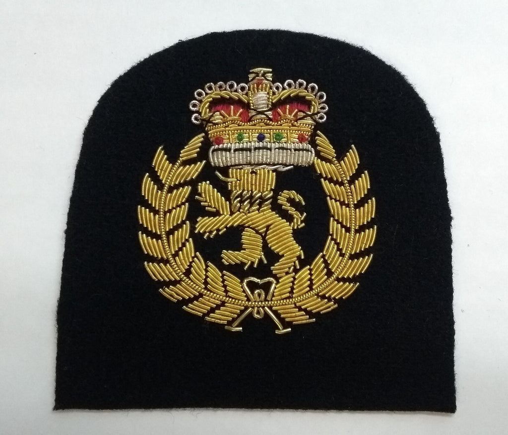 Naval Mess Badge RN Chief OFC Hand Embroidered Wire Arm Patch
