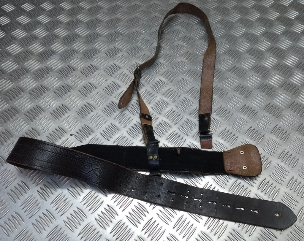 Vintage Sam Browne Brown Leather Belt & Shoulder Strap Issue Faulty