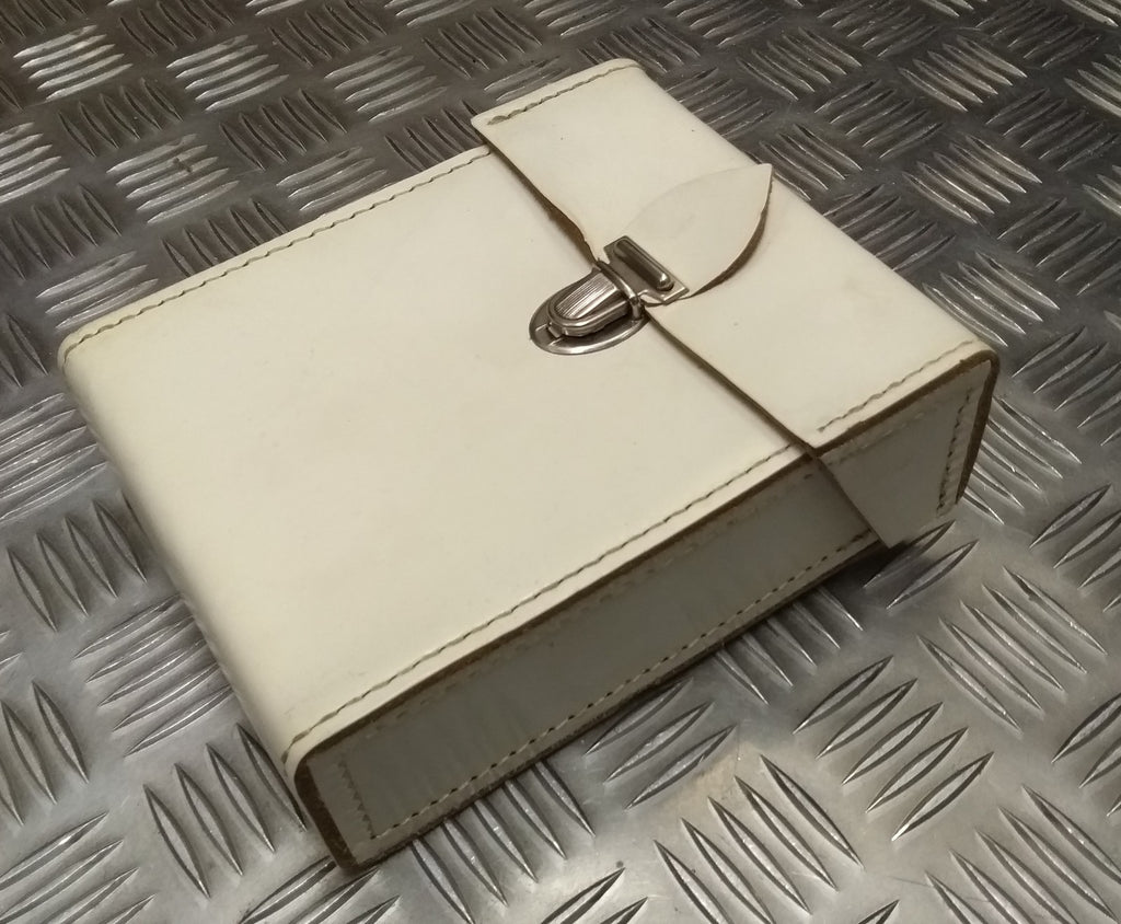 Genuine Vintage DDR NVA East German White Leather Boxed Utility Pouch