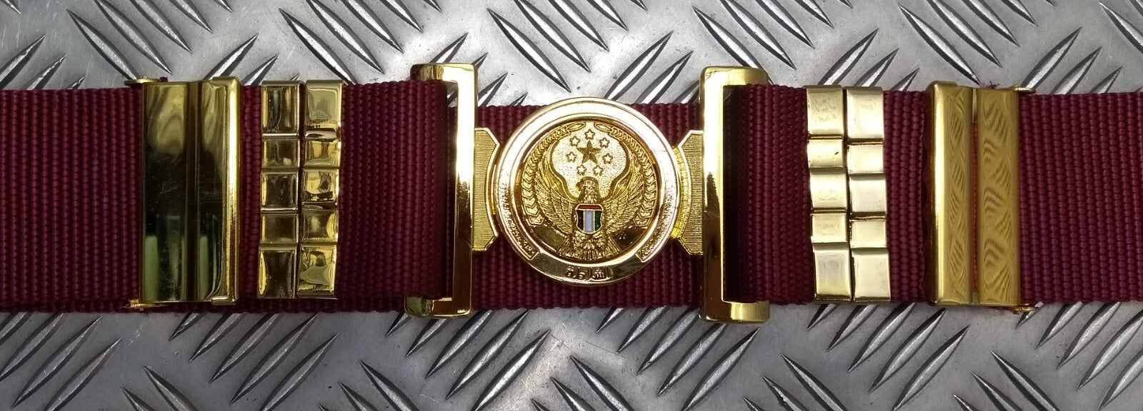 Abu Dhabi Belt Maroon Nylon With Insignia Buckle For Ceremonial & Parade Duties