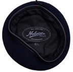 Navy Beret British Old Pattern Hobson Beret Leather Rim 6 3/4 55cm