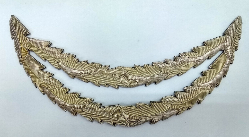 Silver Wire 2 Row Thistle Applique Braid Garnish Officers Cap Peak British Made