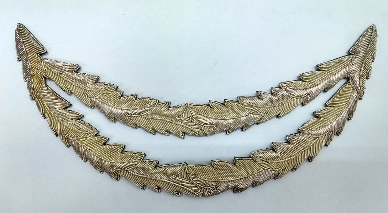 Silver Wire 2 Row Thistle Applique Braid Garnish Officers Cap Peak British Made