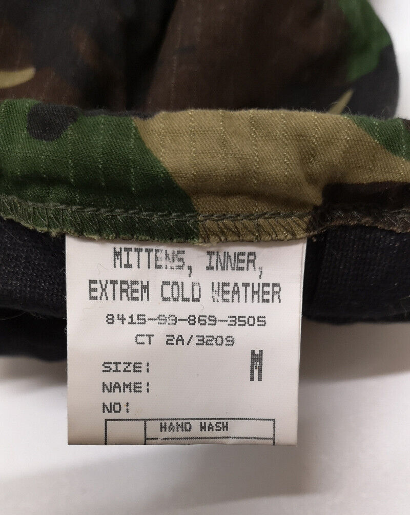 Woodland Camo Extreme Cold Weather Mittens Outer, Inner and Wool Pile Liner set