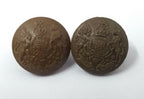 Genuine Vintage British Army Kings Crown General Service Coat of Arms Buttons x2