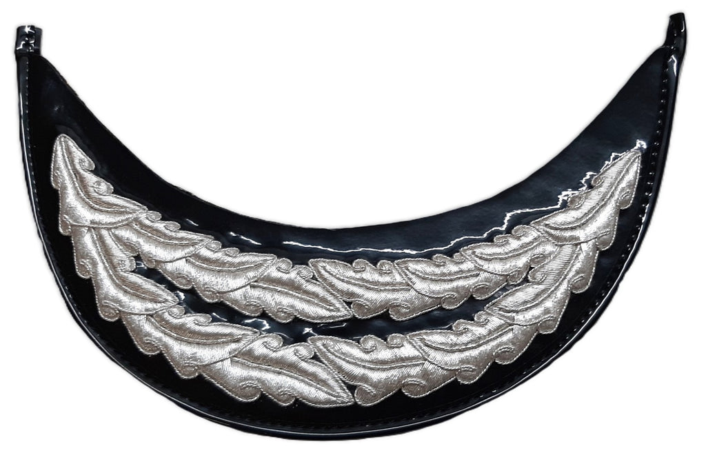 Officers Patent Peak British Forces Two Row Silver Braid Oak Leaf Sprig Garnish