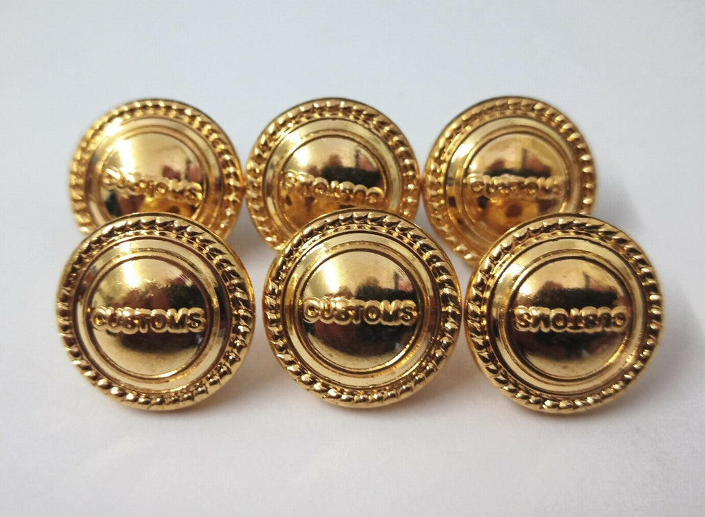 Genuine Gold Looped Back Officers Rope Edged 15mm Buttons V1476 X6