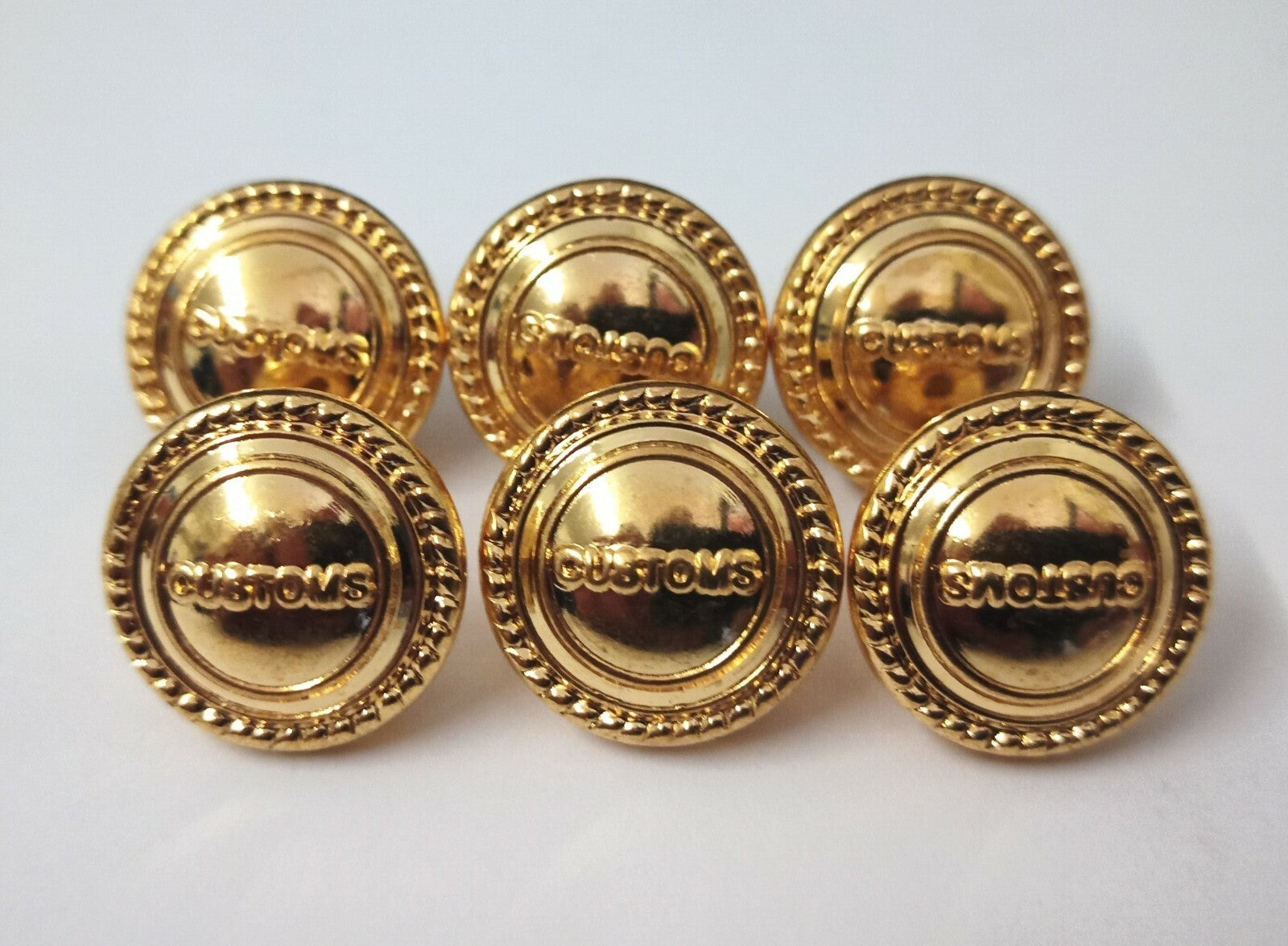 Genuine Gold Looped Back Officers Rope Edged 15mm Buttons V1476 X6