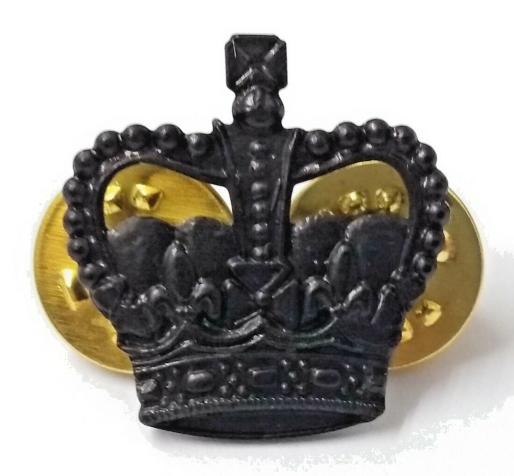 Black Crown 5/8" Subdued Officers Rank Crown Snap Pin x 1 New