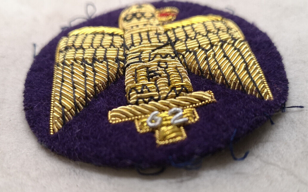 Royal Anglian Salamanca Eagle 62nd Wire Embroidered on Purple Round Cloth