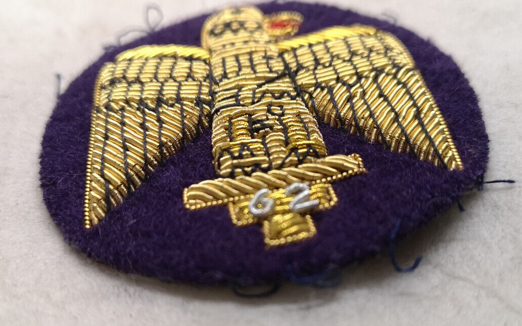 Royal Anglian Salamanca Eagle 62nd Wire Embroidered on Purple Round Cloth