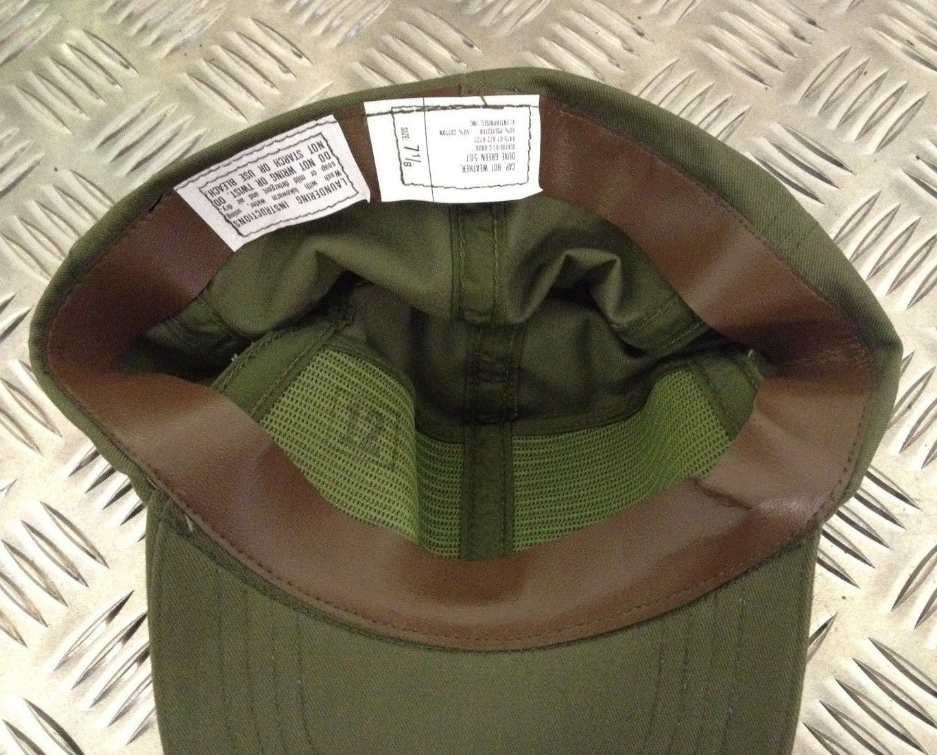 US Olive Green Colour Baseball Hat/Cap With Leather Band- All Sizes- NEW