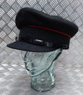 Uniform Dress Cap Black with Red Piping Chinstrap & Buttons Visor Cap 57cm