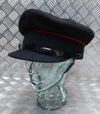 Uniform Dress Cap Black with Red Piping Chinstrap & Buttons Visor Cap 57cm