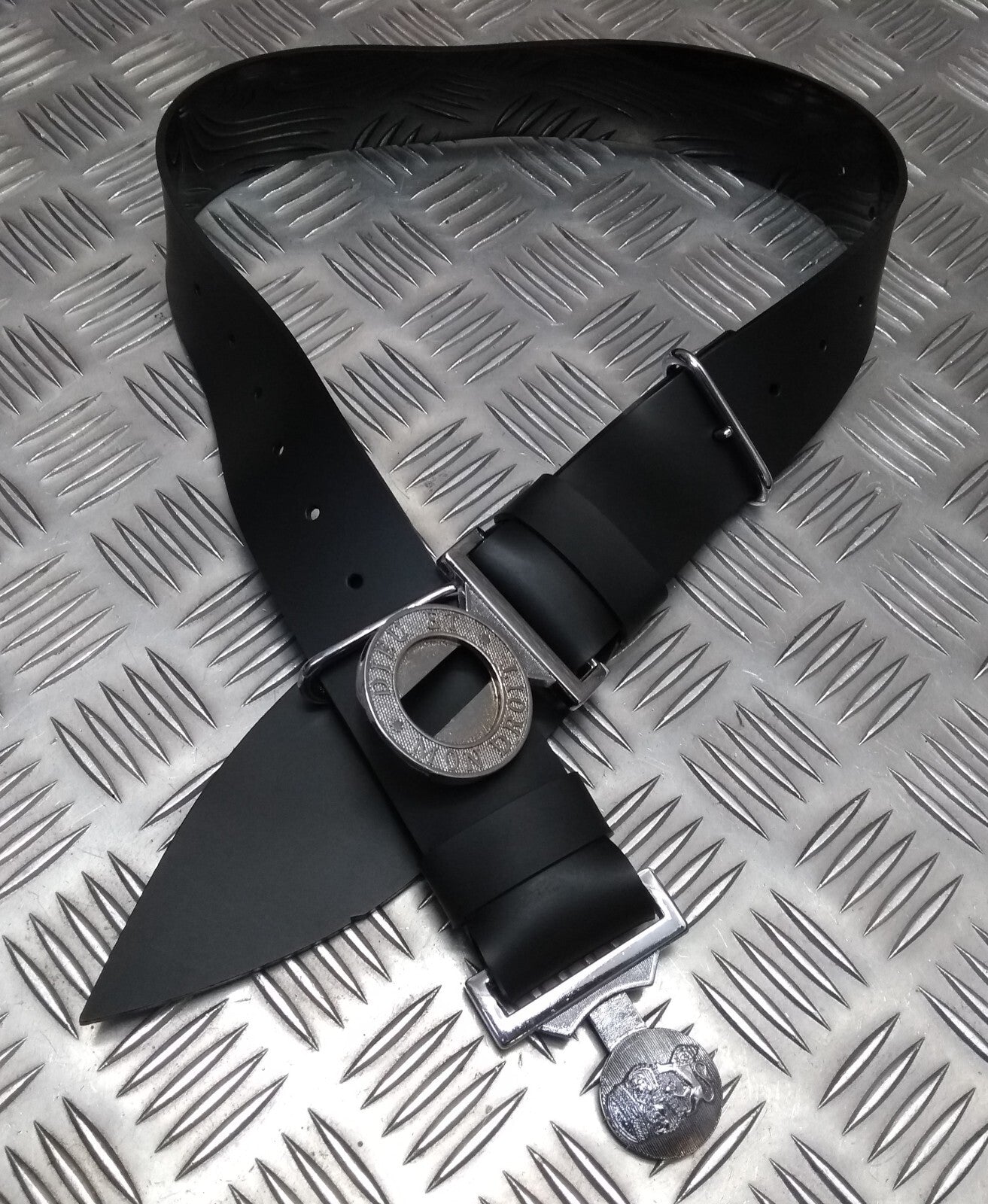 Issue Belt Parade PVC Black Vinyl With "DIEU ET MON DROIT" Buckle