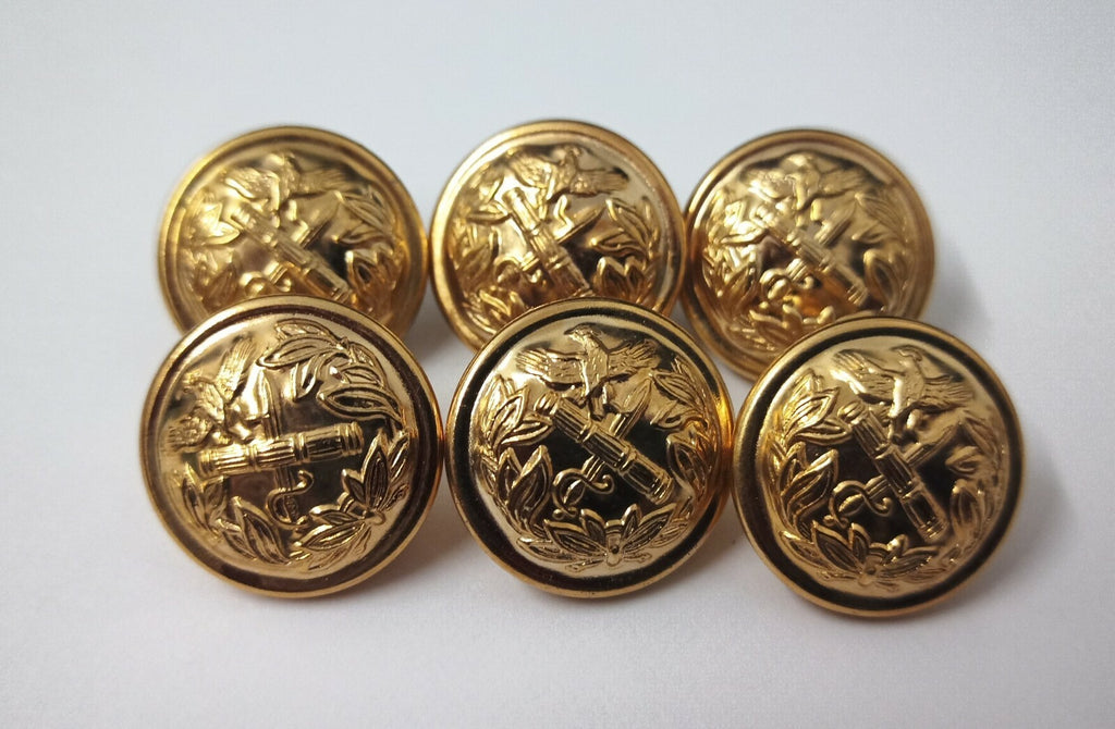 General Rank Gold Ring Back Buttons Genuine x 6- NEW