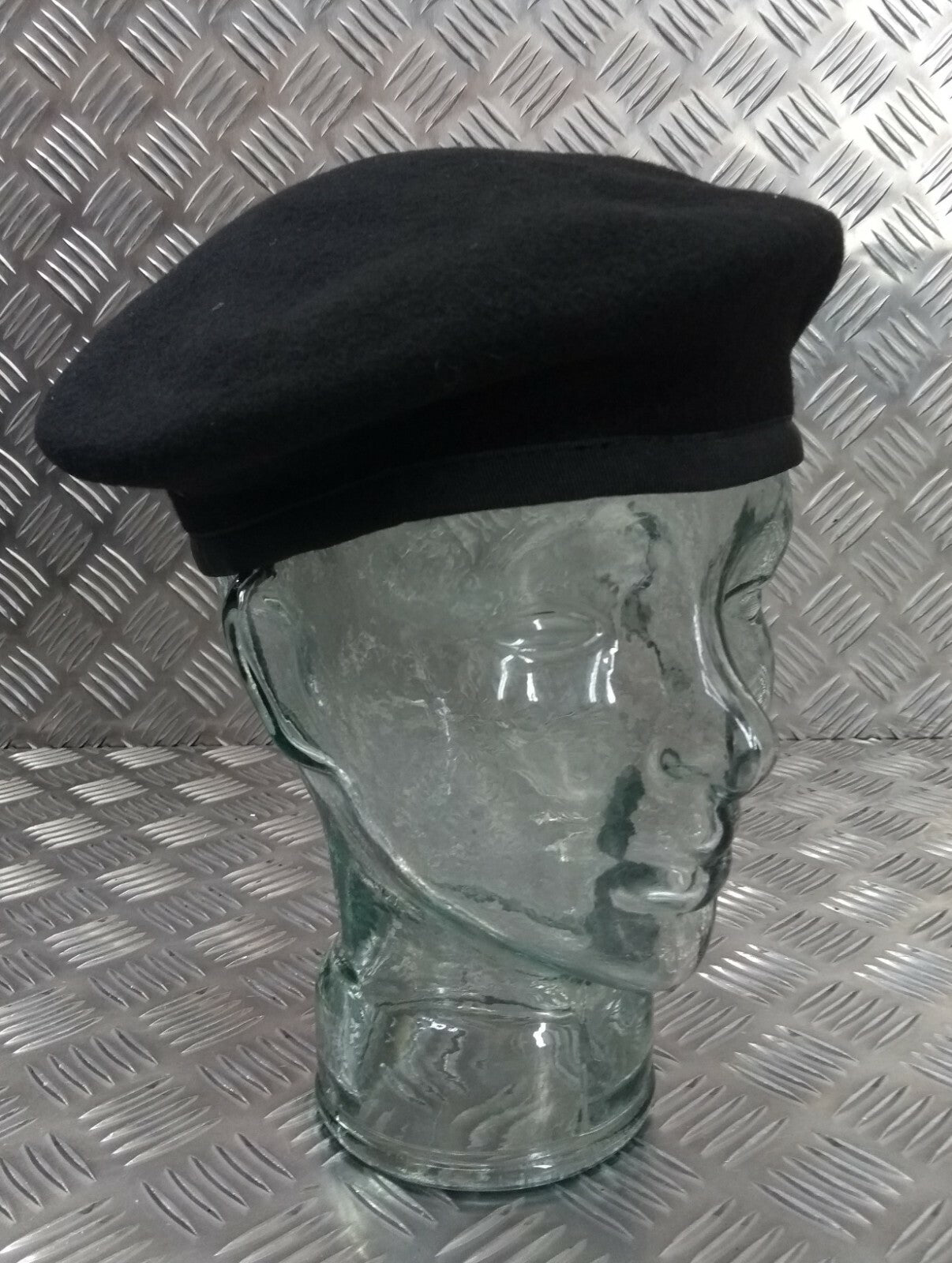 Vintage Black Beret Hobson of England Lined Wool Uniform Cap Sz 7 New Old Stock