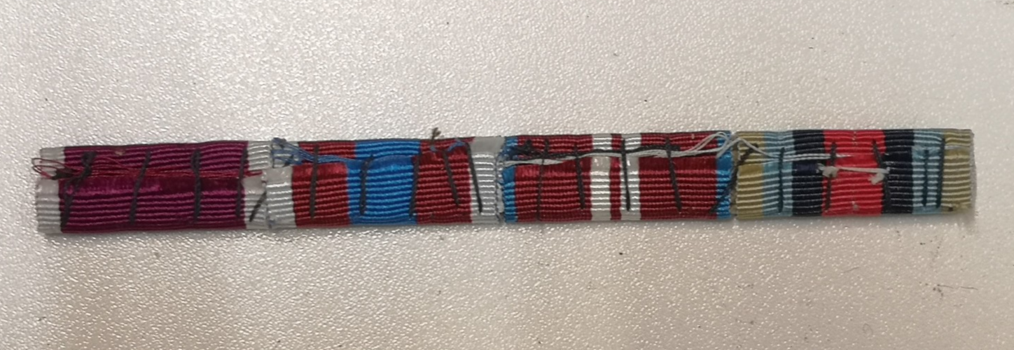 Medal Ribbons 4 in one row with Rosette for No1 No2 Dress British Army Uniform
