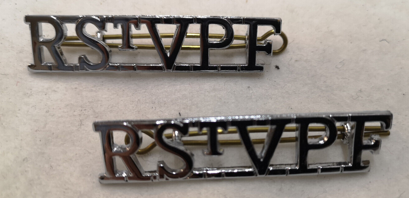 Royal St Vincent "R St V P F" Insignia Chrome Shoulder Titles