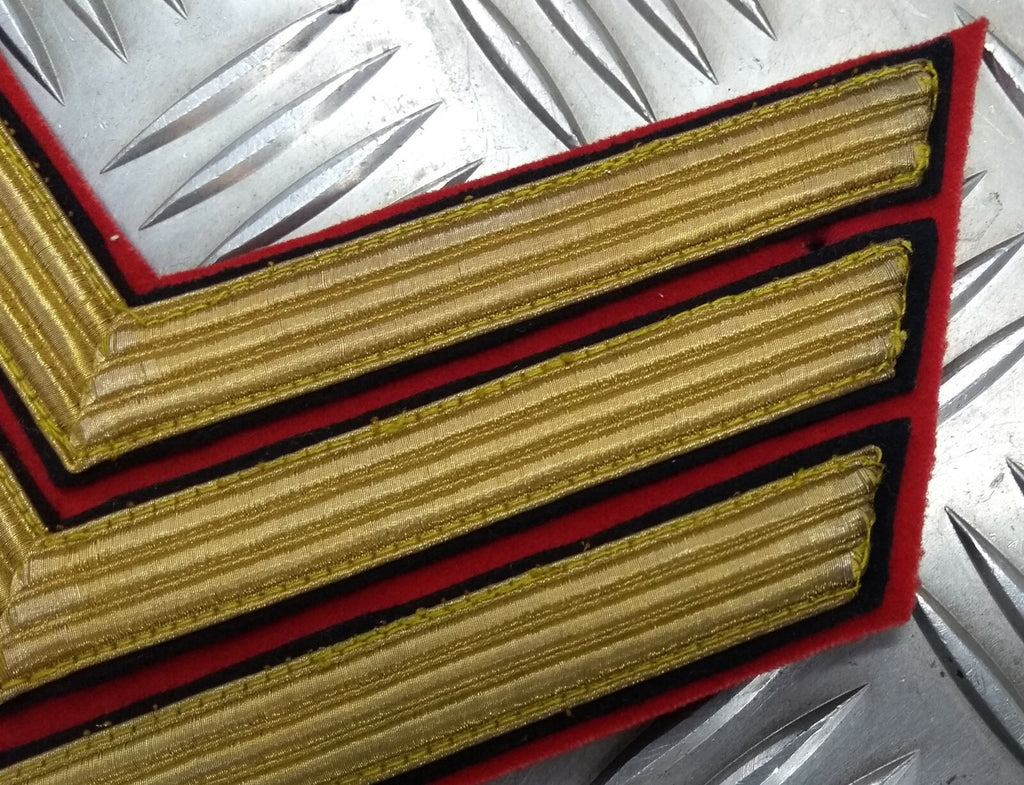 Gold Wire Chevrons Vintage Rank Bar Embroidered Arm Patches