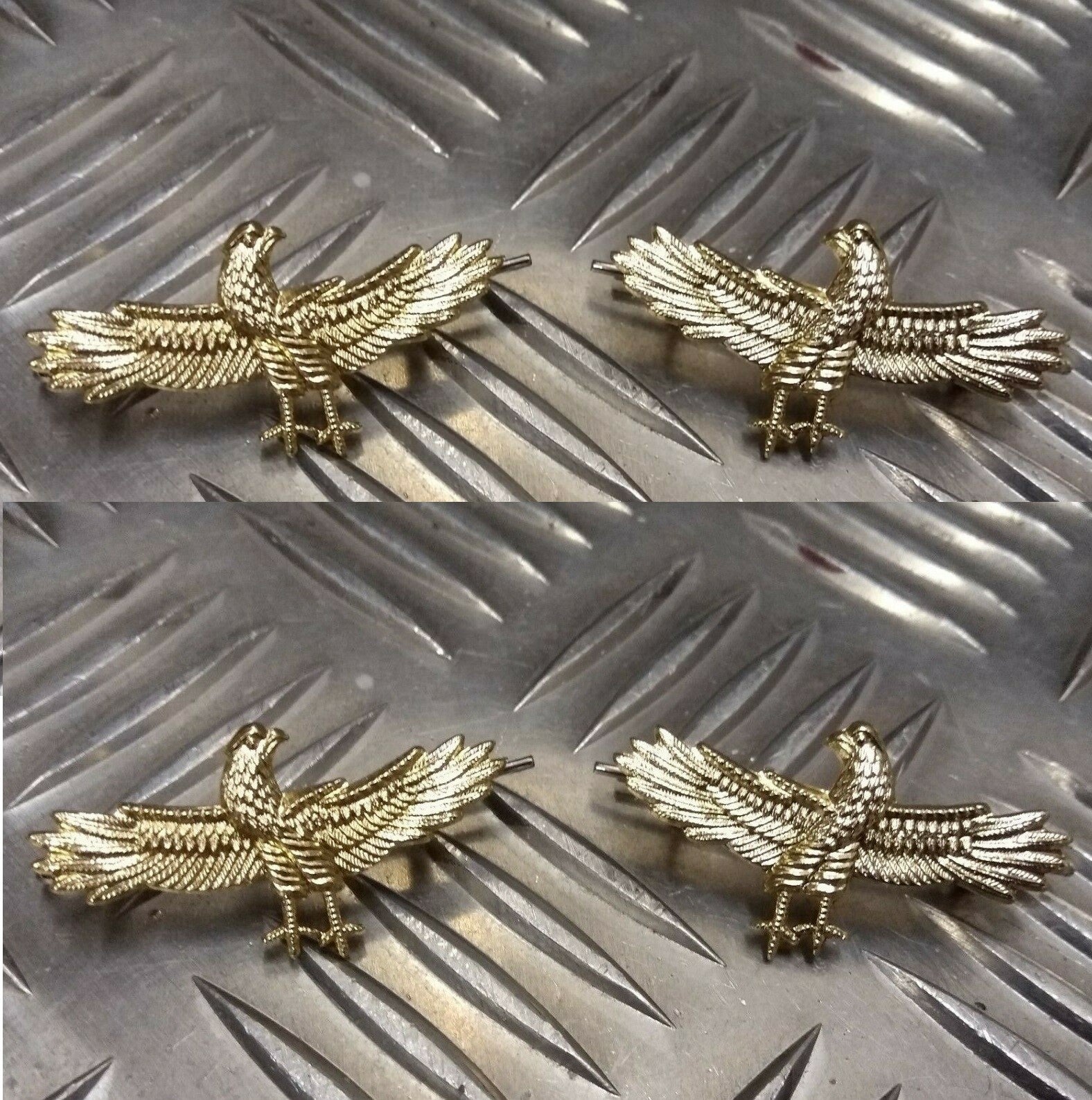Mil-spec RAF Royal Air Force Wingspan Eagle Metal Badges 2 Pairs With Split Pins New