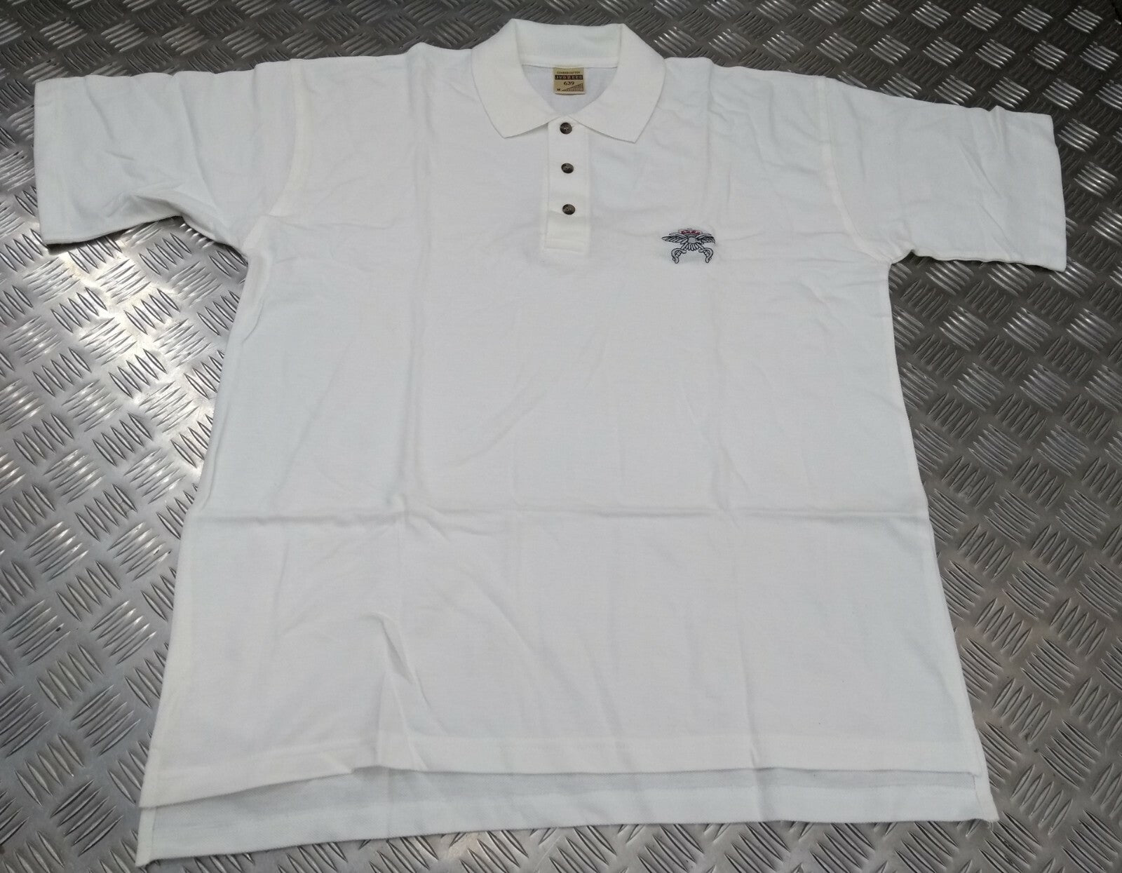 RAF Royal Air Force PTI White Polo T Shirt with Jerzees Physical Training Instructor Logo