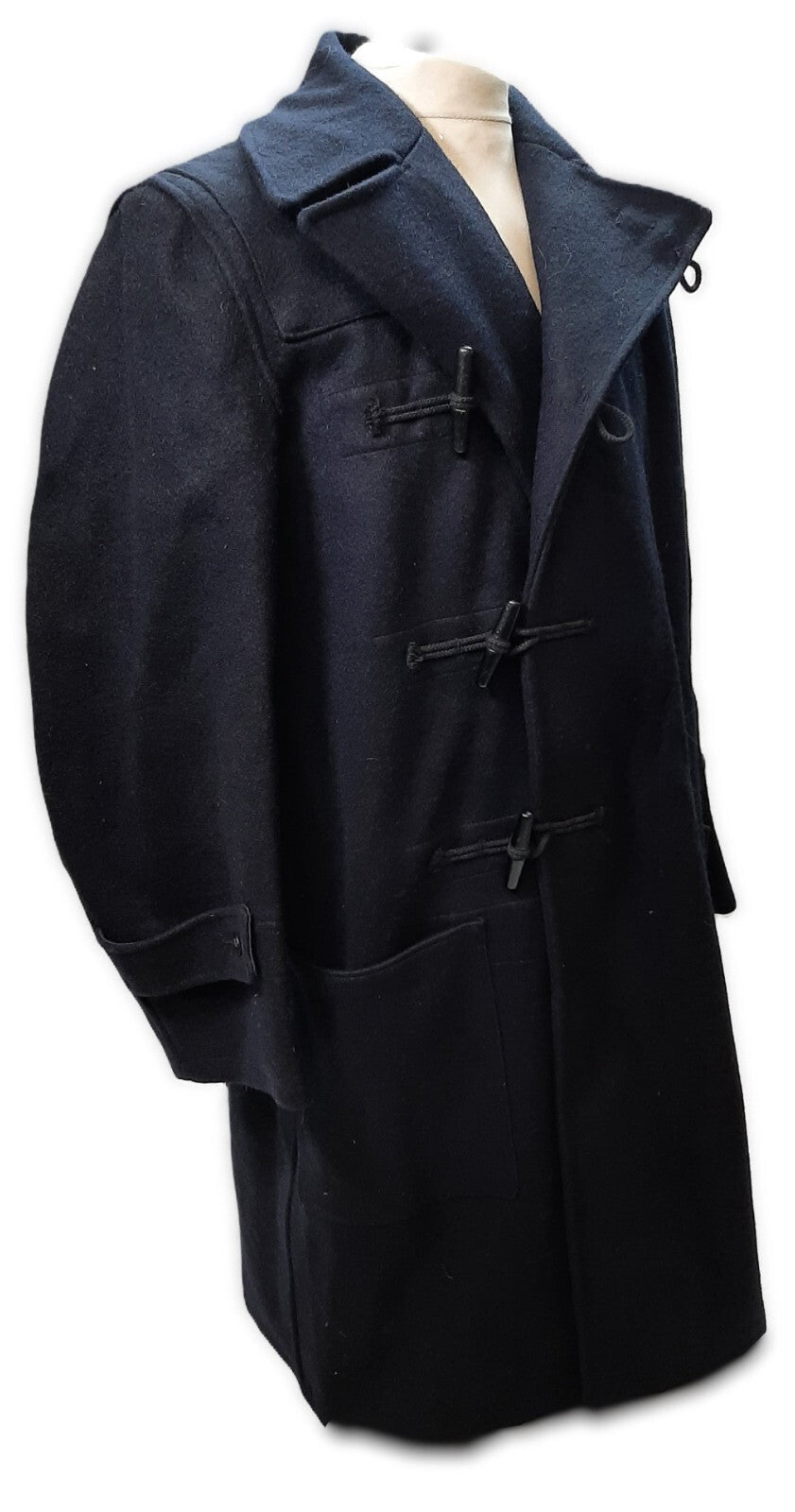 Vintage Duffel Overcoat British Made Naval Wool Coat With Toggle Closure Size 5