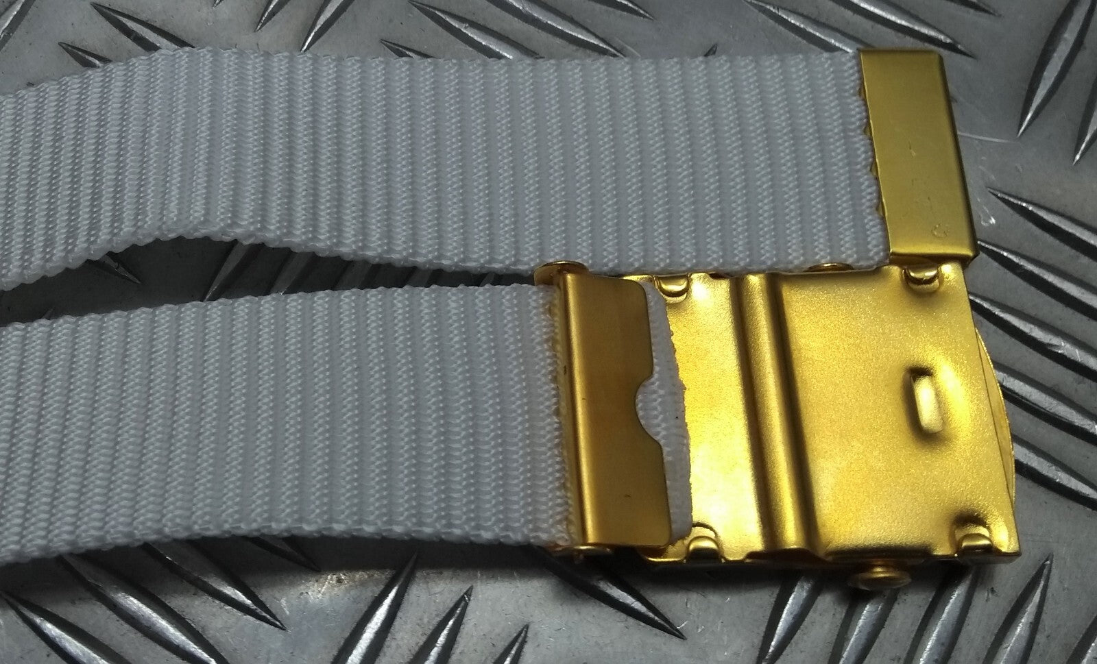 Naval White Belt Ribbed Nylon High Sheen Roll Buckle Issue upto 42"
