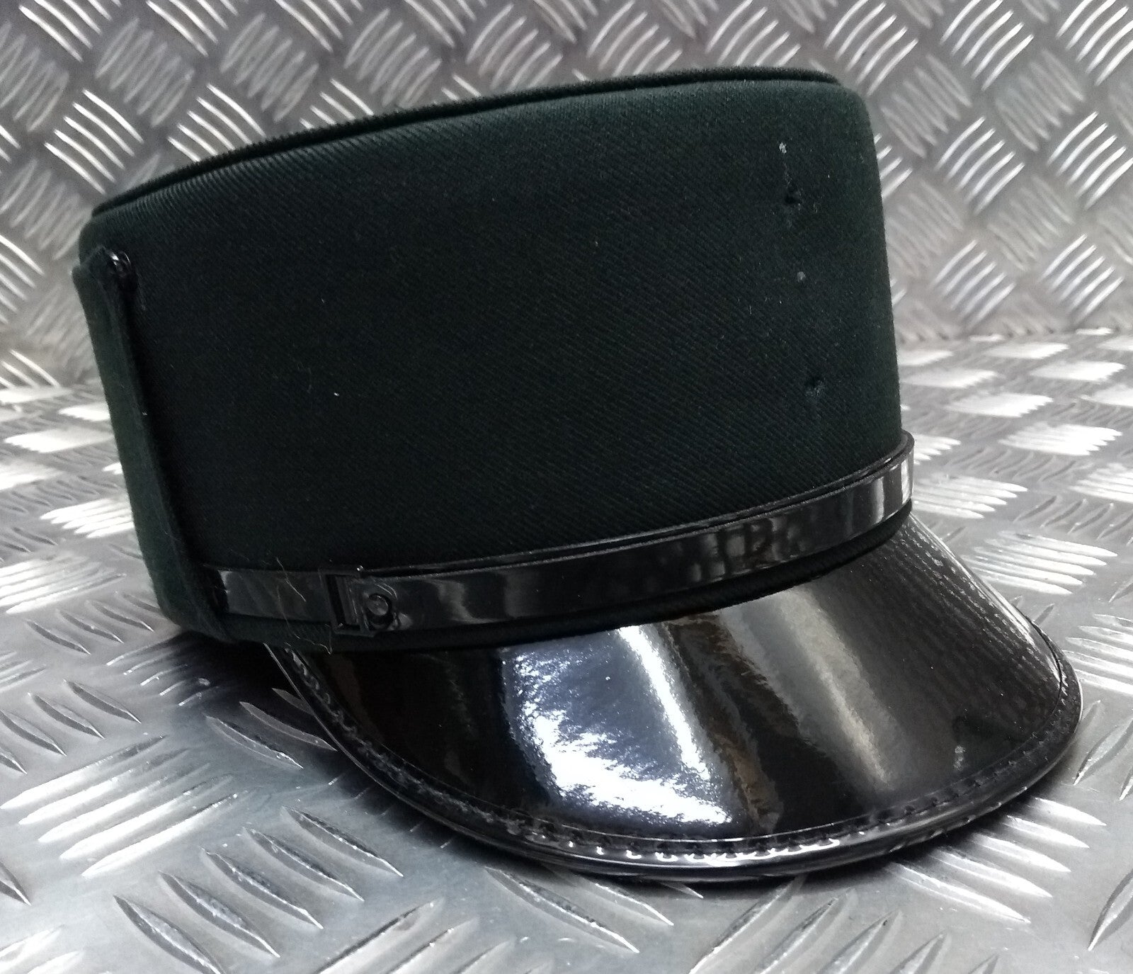 Female Dress Hat Bottle Green Woman's Uniform Visor Peak Cap With Chinstrap