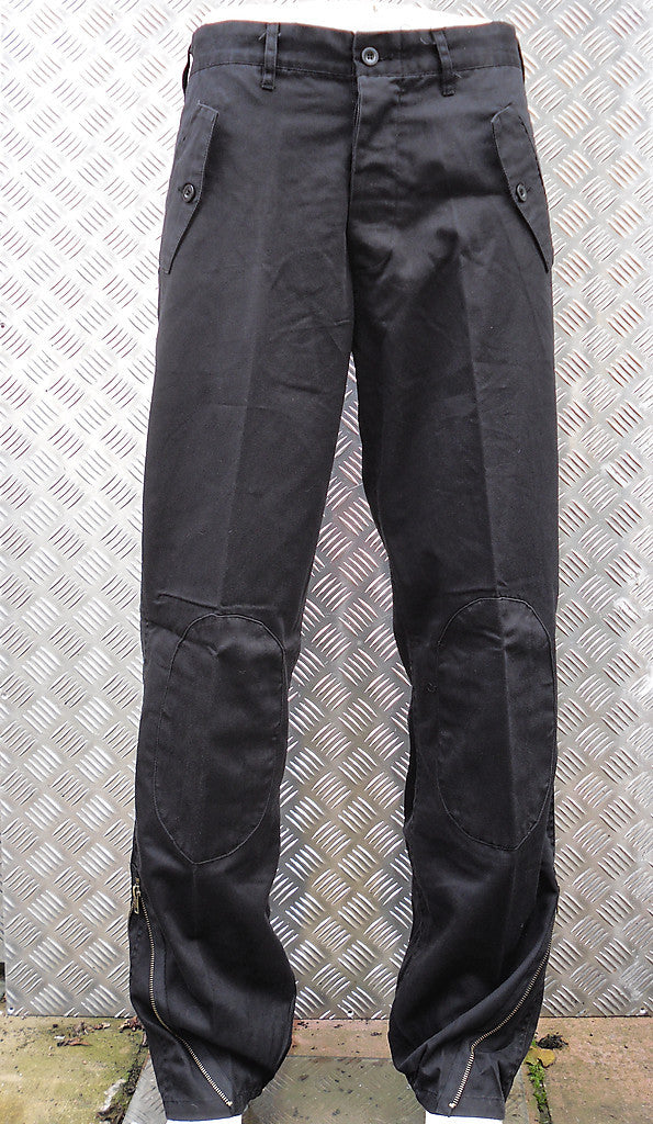 Black Italian Style Army Trousers. Knee Patches and Zips. Size 32" - NEW