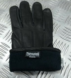Military Style Black Leather Soft Thinsulate Lined 3 Dart Parade Gloves