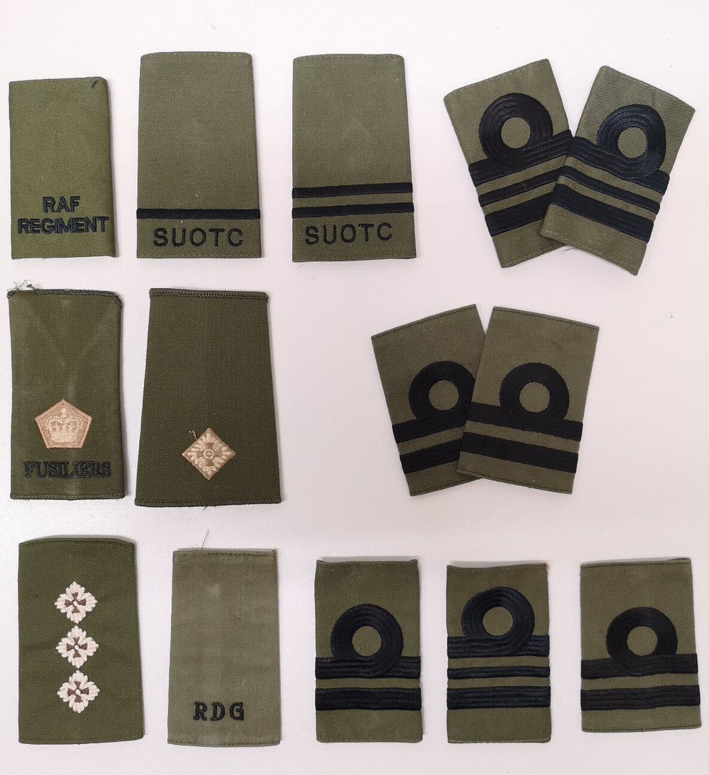 Olive Drab Green Rank Slides Various Ranks Regiments Services - Used