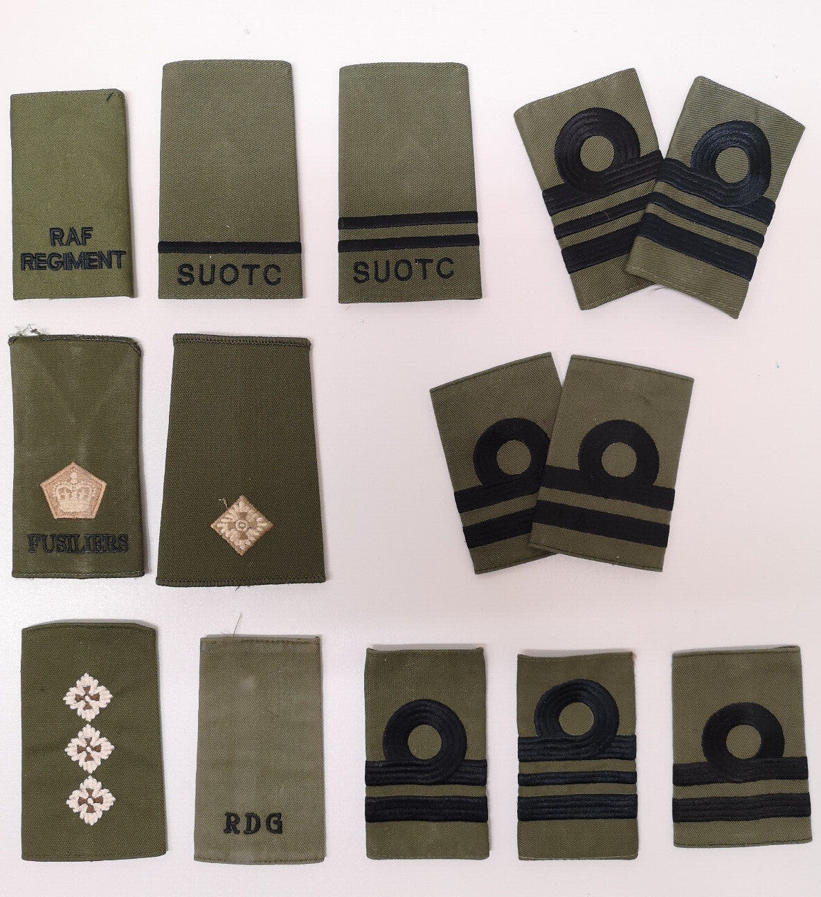 Olive Drab Green Rank Slides Various Ranks Regiments Services - Used