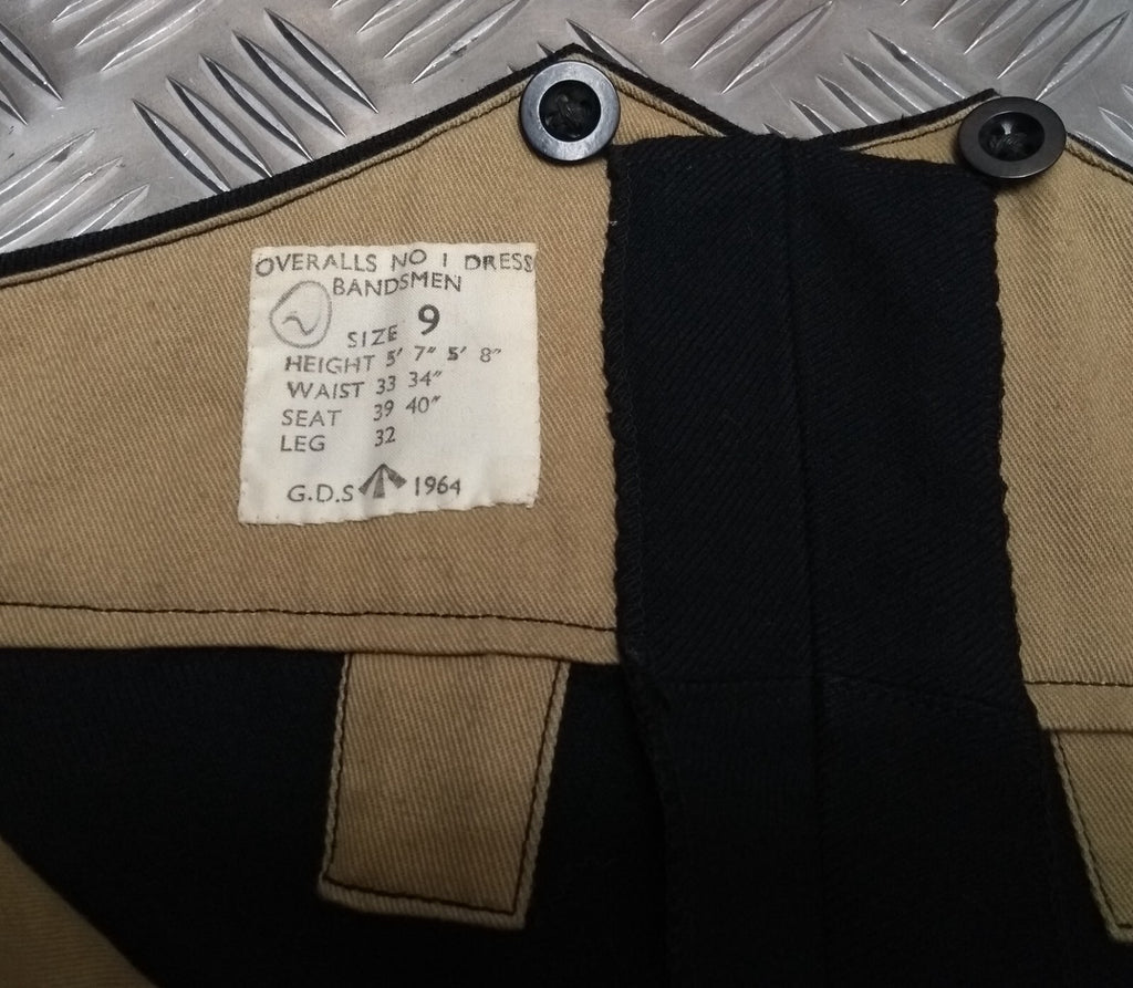 Vintage British Army No1 Overalls Trousers BDS 1964 Yellow Stripe GDS No Straps