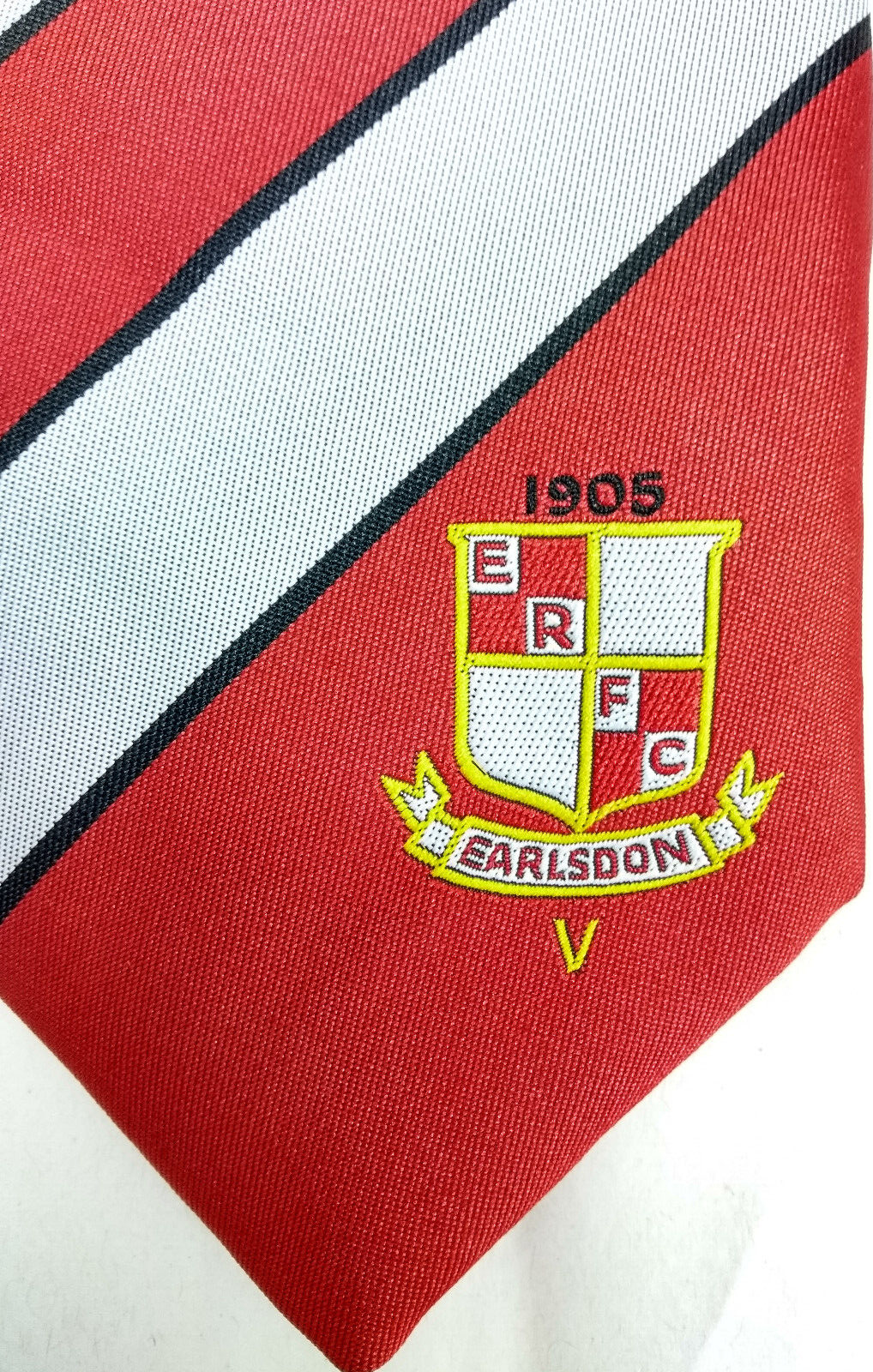 Earlsdon FC ERFC Red Black Grey/White Striped Satin Polyester Tie Charnwood