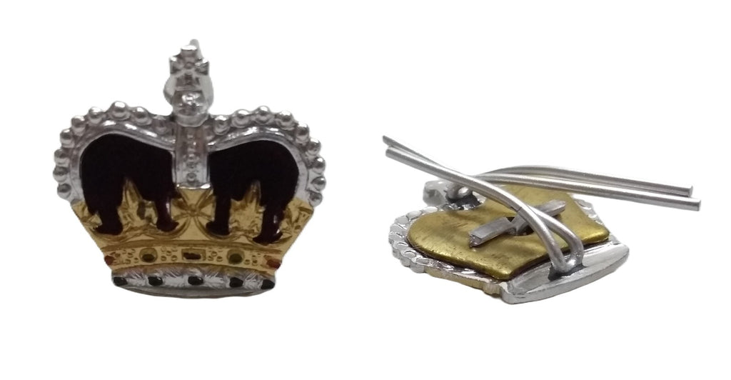 Rank Crowns British Officer Insignia Silver & Gold Long Wires 1 Pair