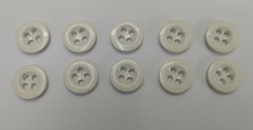 Genuine Vintage Issue 4 Hole Plastic Buttons Naval White 14mm