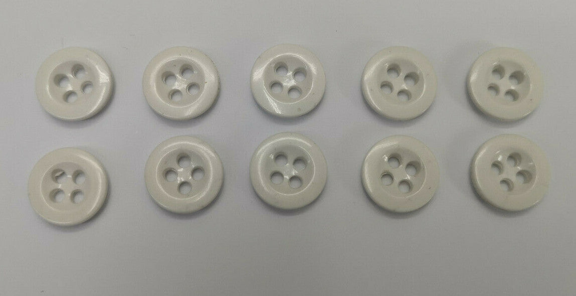 Genuine Vintage Issue 4 Hole Plastic Buttons Naval White 14mm