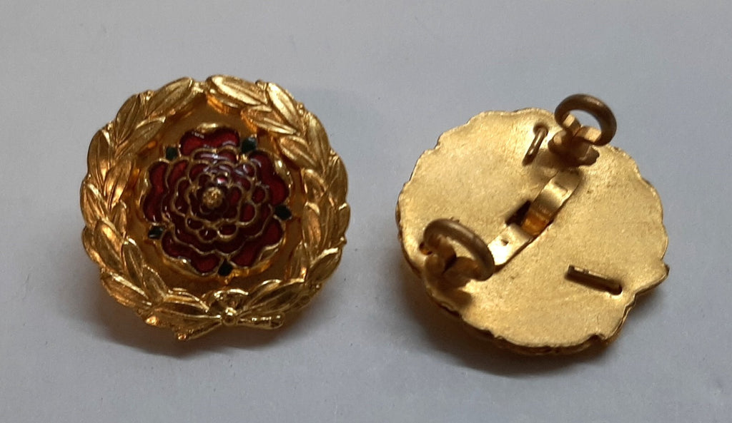 Vintage Royal Hampshire Regiment Officer's Gilt and Enamel Collar Badges X2