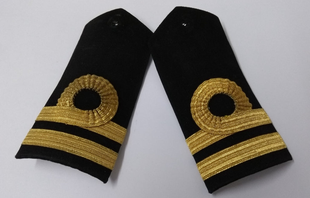 Naval Officers Lieutenant Uniform Shoulder Boards Epaulette Black & Gold Detail