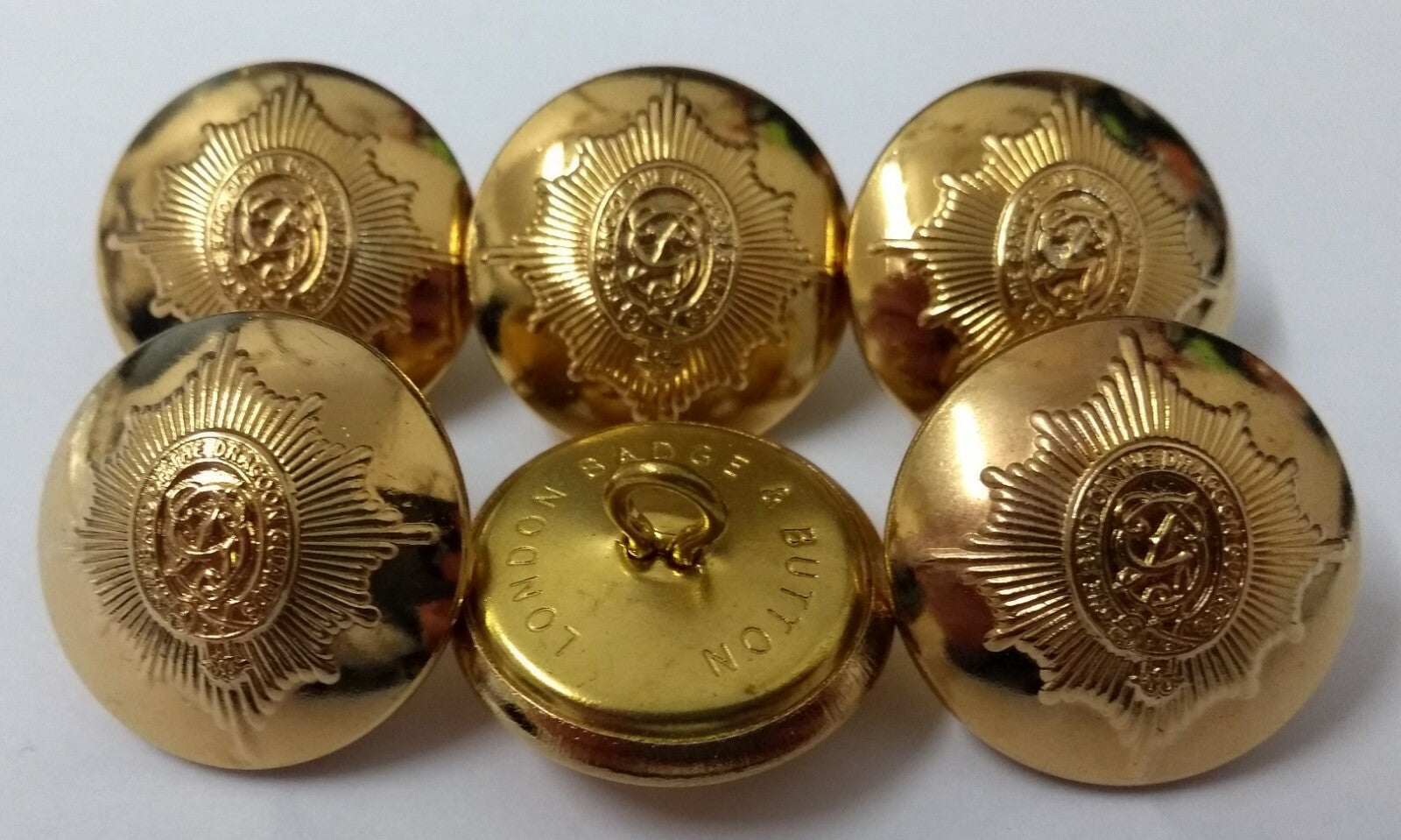 Genuine British Army Issue The Band of The Dragoon Guards Gilt Dress Buttons 40L