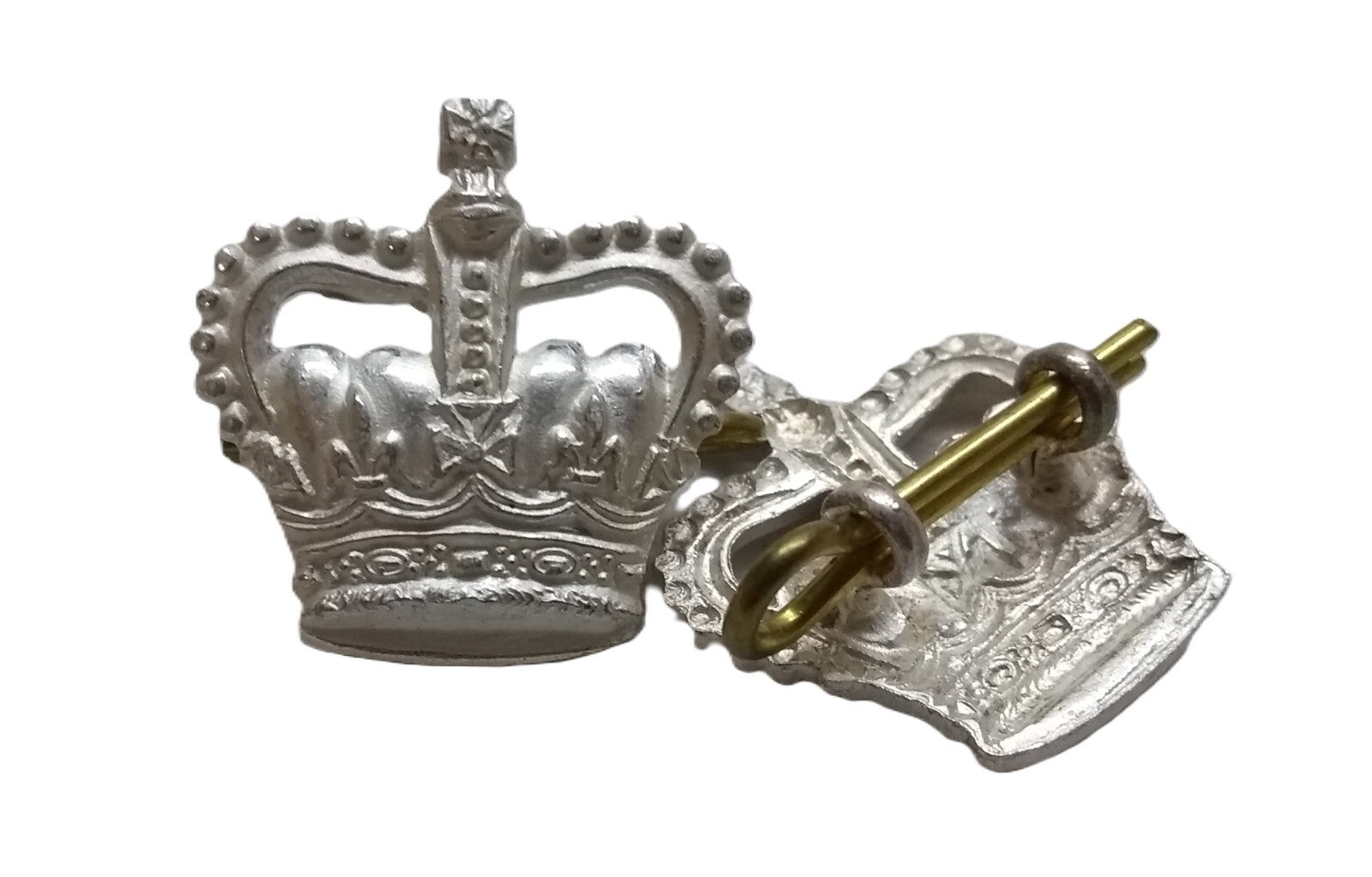 Lord-Lieutenant Crowns Silver Officers With Split Pin Fitments 1 Pair 21.7mm NEW